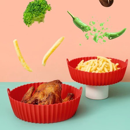 Silicone Air Fryer Liner, 6.7" Air Fryer Liners Reusable Silicone Pot,  Air Fryer Silicone Baking Tray BY AZIM BAKERY