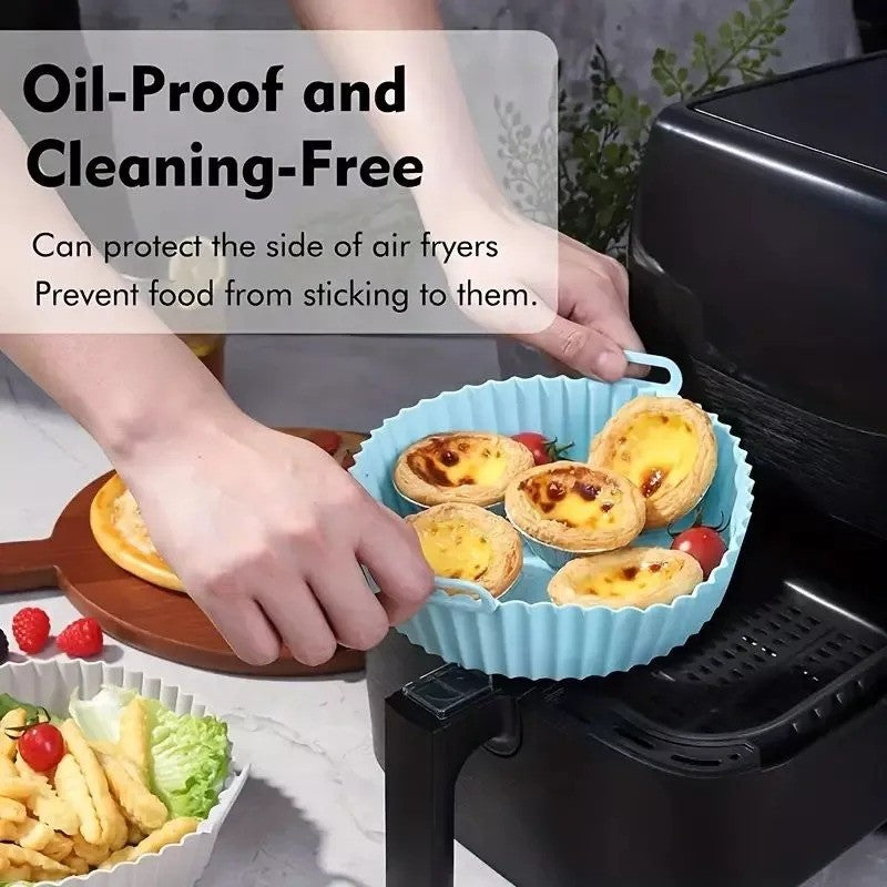 Silicone Air Fryer Liner, 6.7" Air Fryer Liners Reusable Silicone Pot,  Air Fryer Silicone Baking Tray BY AZIM BAKERY