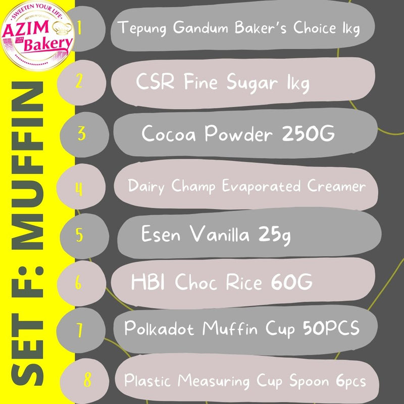Set Lengkap Muffin Coklat Beryl’s Combo Set Muffin Serbuk Koko Coklat Cip