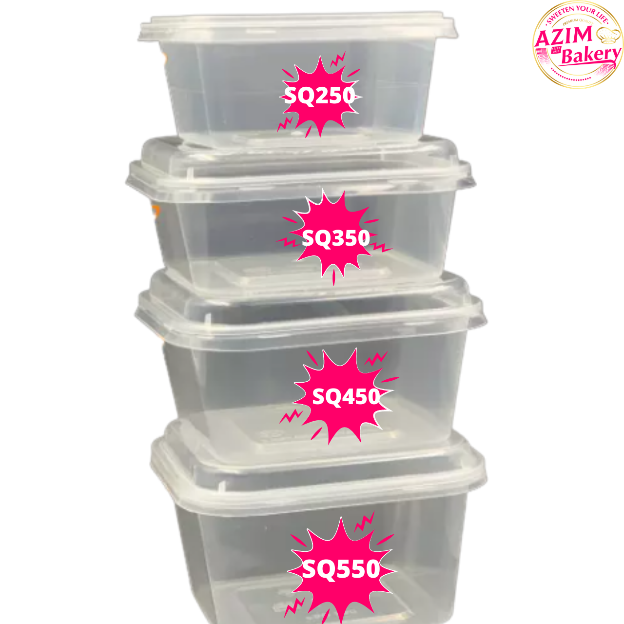 Square Plastic Food Container Bekas Empat Segi SQ-250 SQ-350 SQ-450 SQ ...