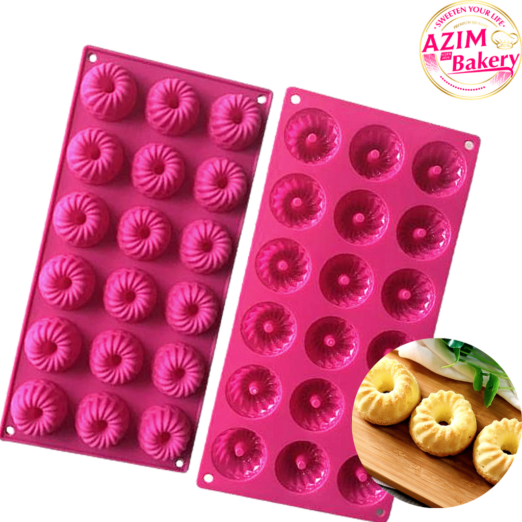 20 Cavity Mini Fancy Bundt Savarin Cake Pan Silicone Mold Baking Mould