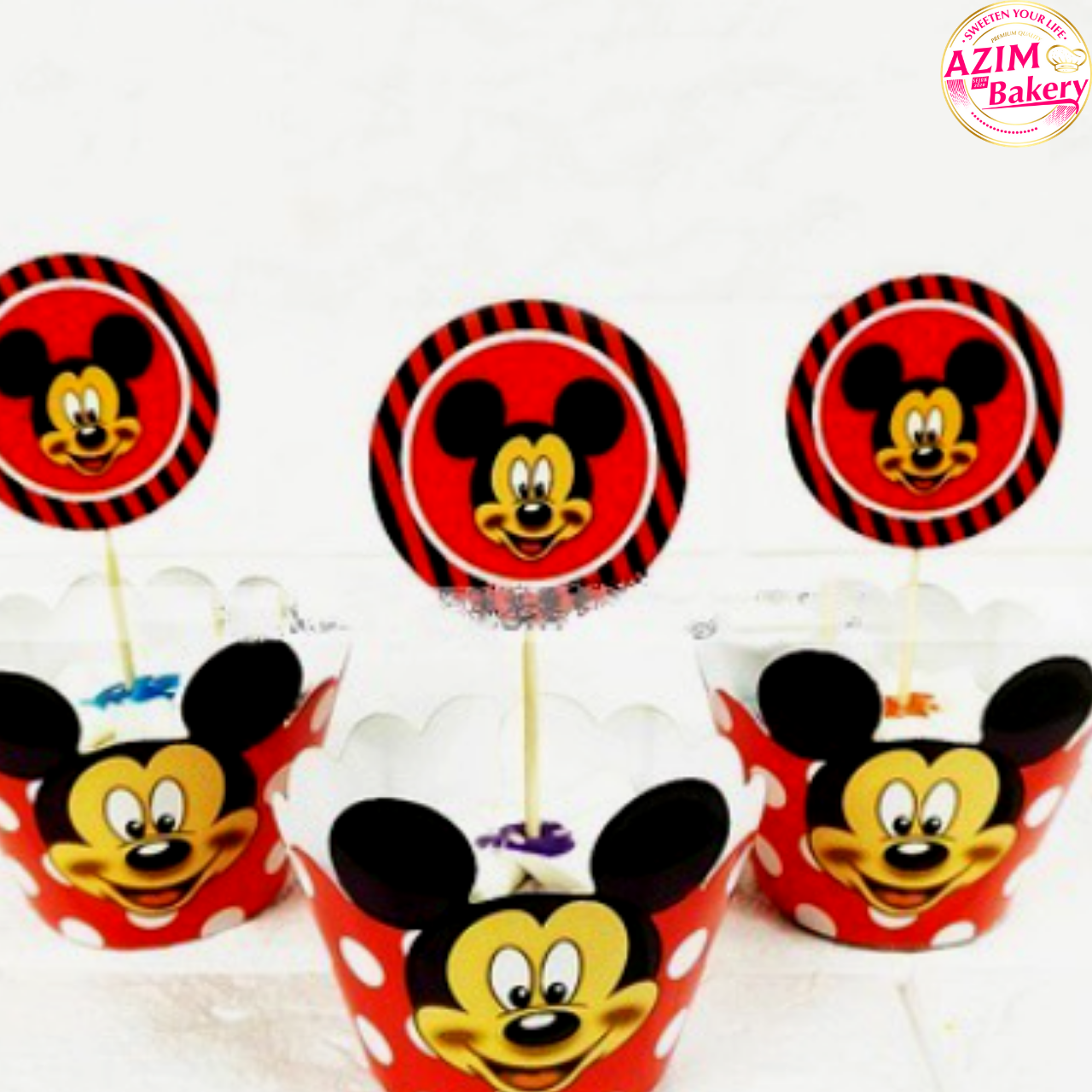 Birthday Party Cupcake Topper Mickey Mouse Wrapper Set - by Azim Bakery ...