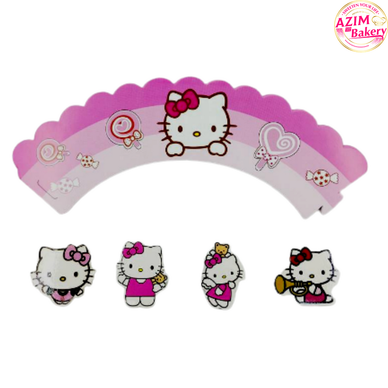 Hello Kitty Rwaper Birthday Party Cupcake Topper Hello Kitty Cupcake Wrapper Set - by Azim ...