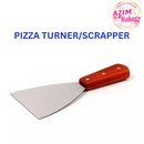 Pizza/Burger Turner | Scrapper | BBQ Scrapper | Wood Handle Slant Edge Grill Scraper, 4-Inch x 8.5-Inch By AZIM BAKERY