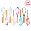 Silicone Egg Whisk With Wooden Handle (Random Color)