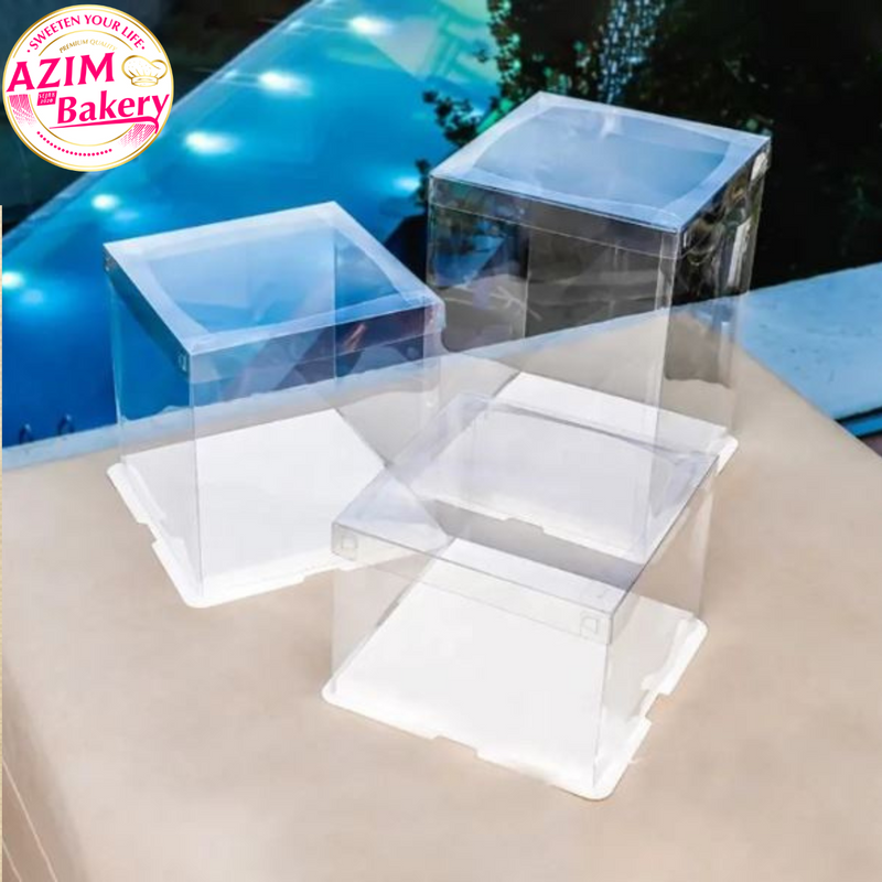 Transparent Birthday Cake Box (1pc) Tier 1/2/3 Wedding Tray Box | Kotak Hantaran | Gift Box | Kotak Kek by Azim Bakery