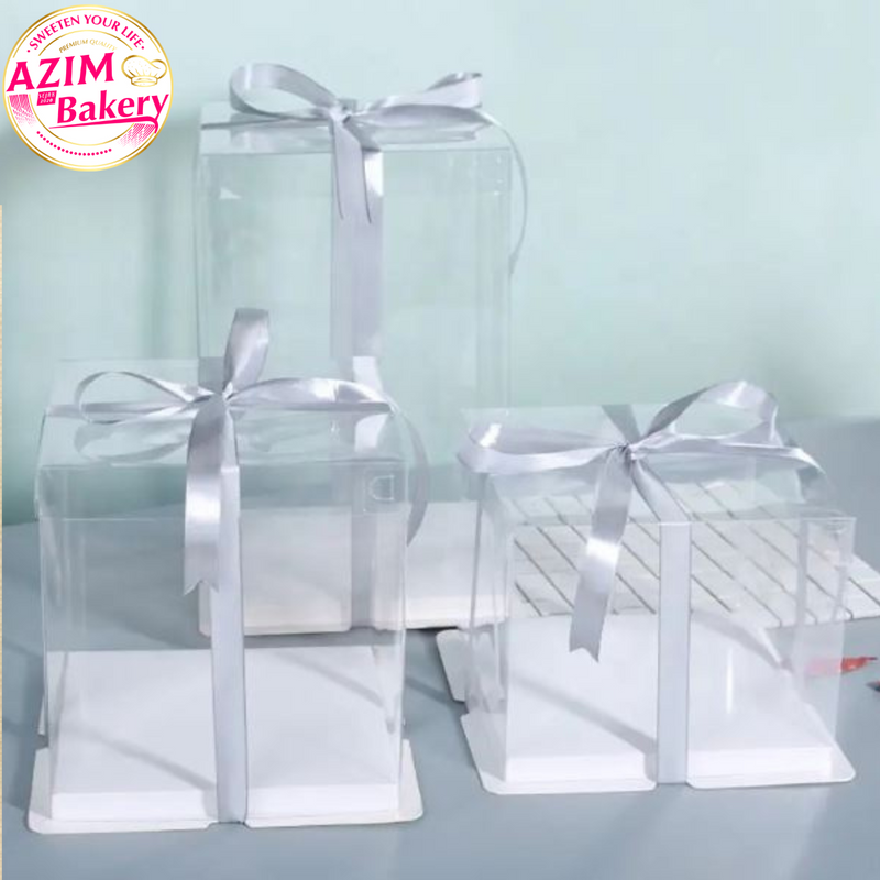 Transparent Birthday Cake Box (1pc) Tier 1/2/3 Wedding Tray Box | Kotak Hantaran | Gift Box | Kotak Kek by Azim Bakery